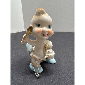 Vintage Ceramic Baby Kewpie Figurine With Safety Pin Accent 5" Tall Japan